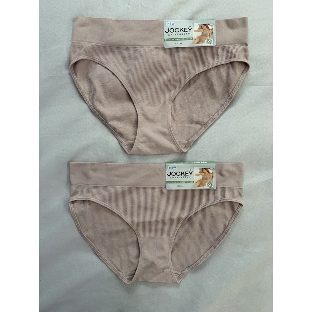 NEW Jockey Generation Seamfree Ribbed Bikini Panty Women's Size Large  2 Pair